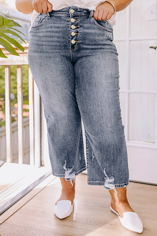 High Waist Button Fly Denims