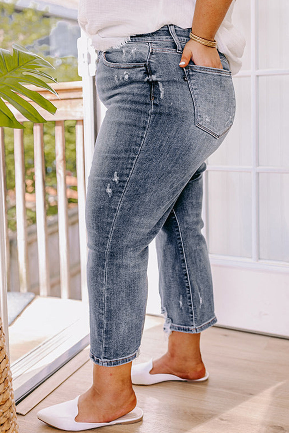 High Waist Button Fly Denims