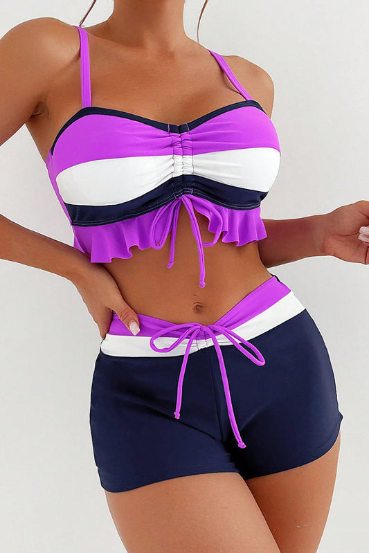 Purple Colorblock Bikini