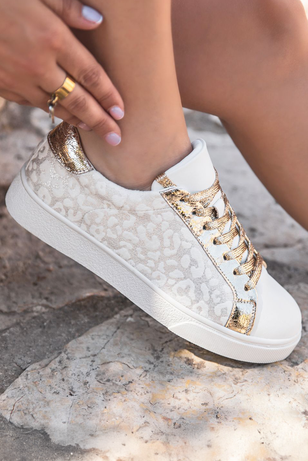 White Leopard Sneakers