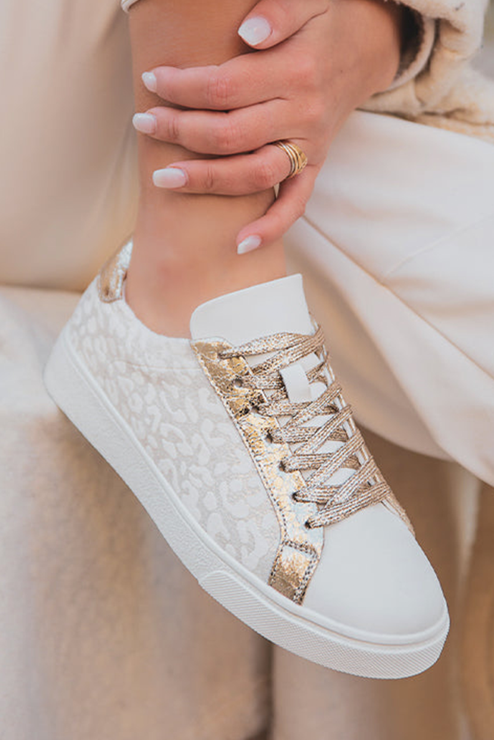 White Leopard Sneakers