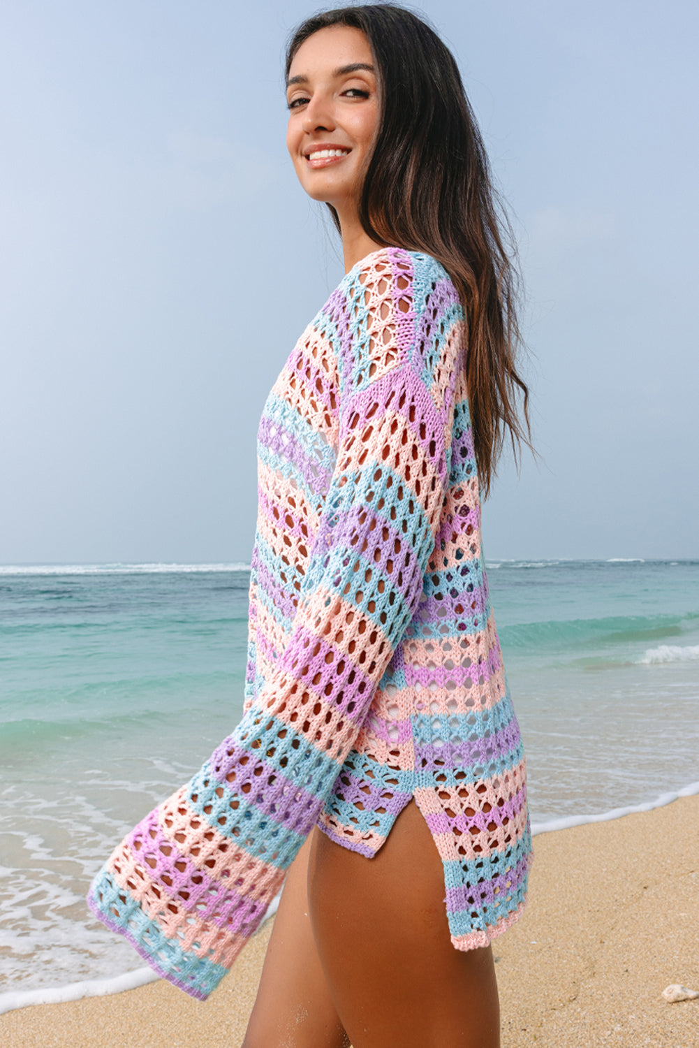 Multi Stripe Mesh Sweater