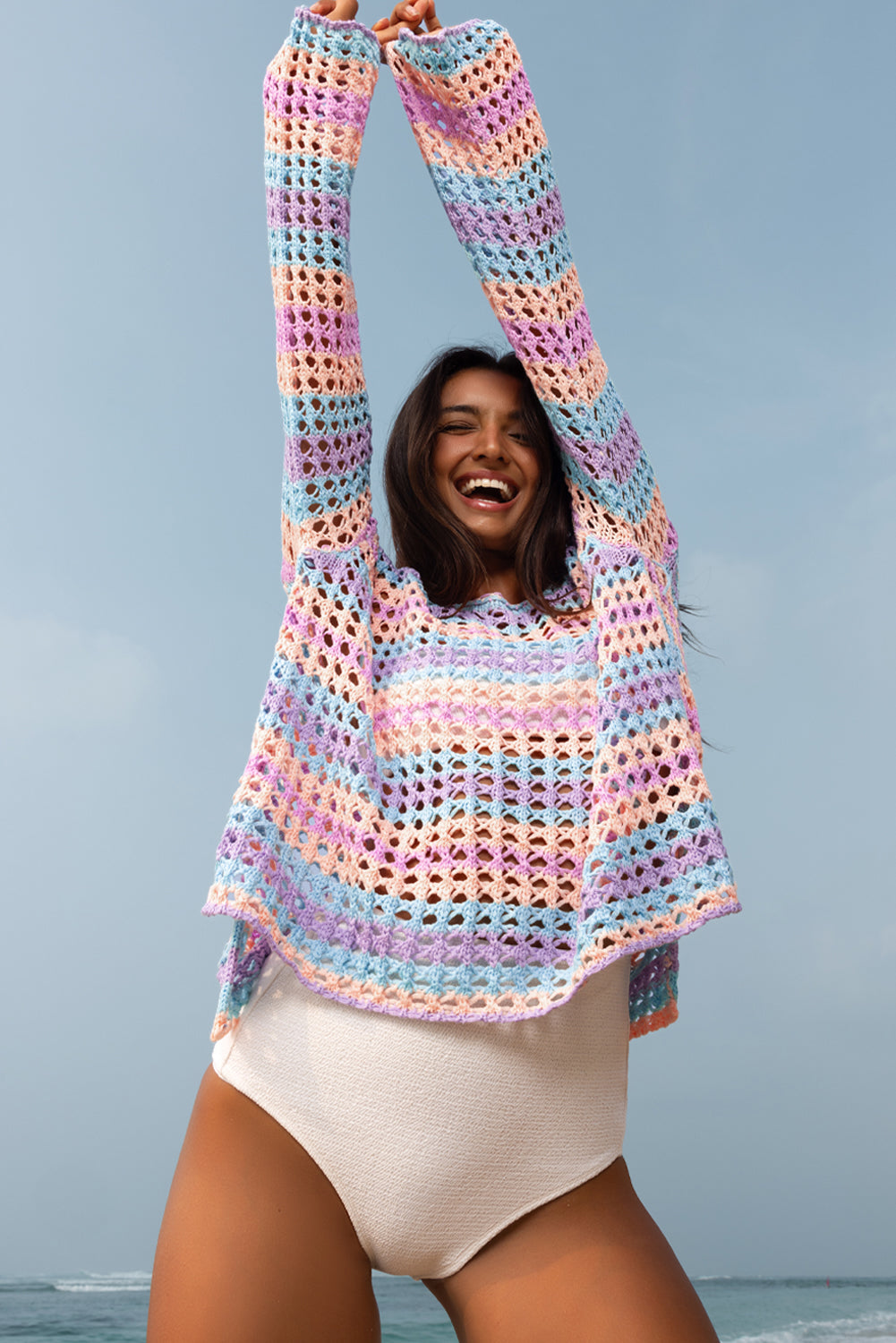 Multi Stripe Mesh Sweater