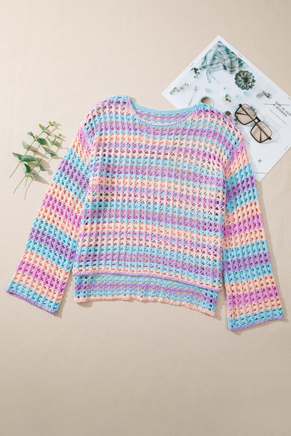Multi Stripe Mesh Sweater
