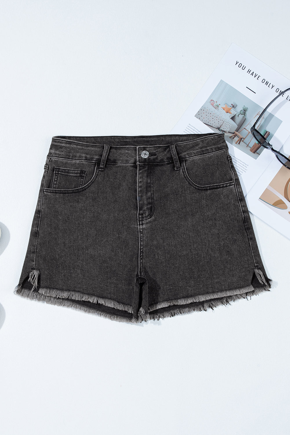 Carbon Grey Denim Shorts