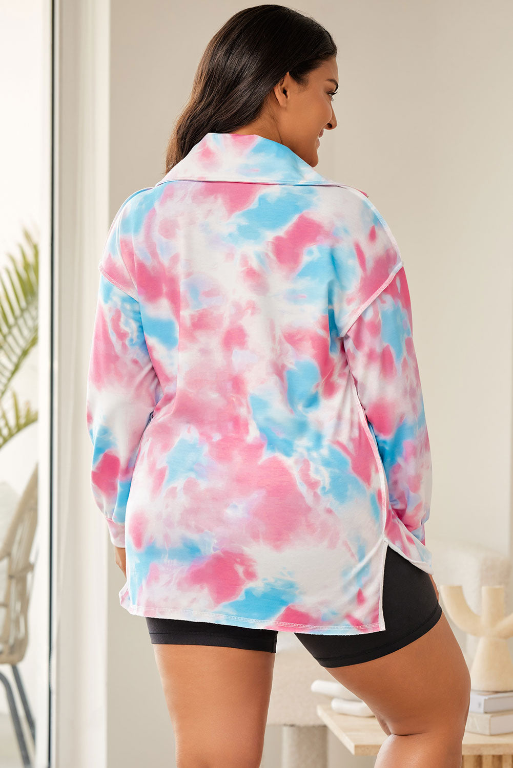 Tie-dye Zipped Collared Pullover