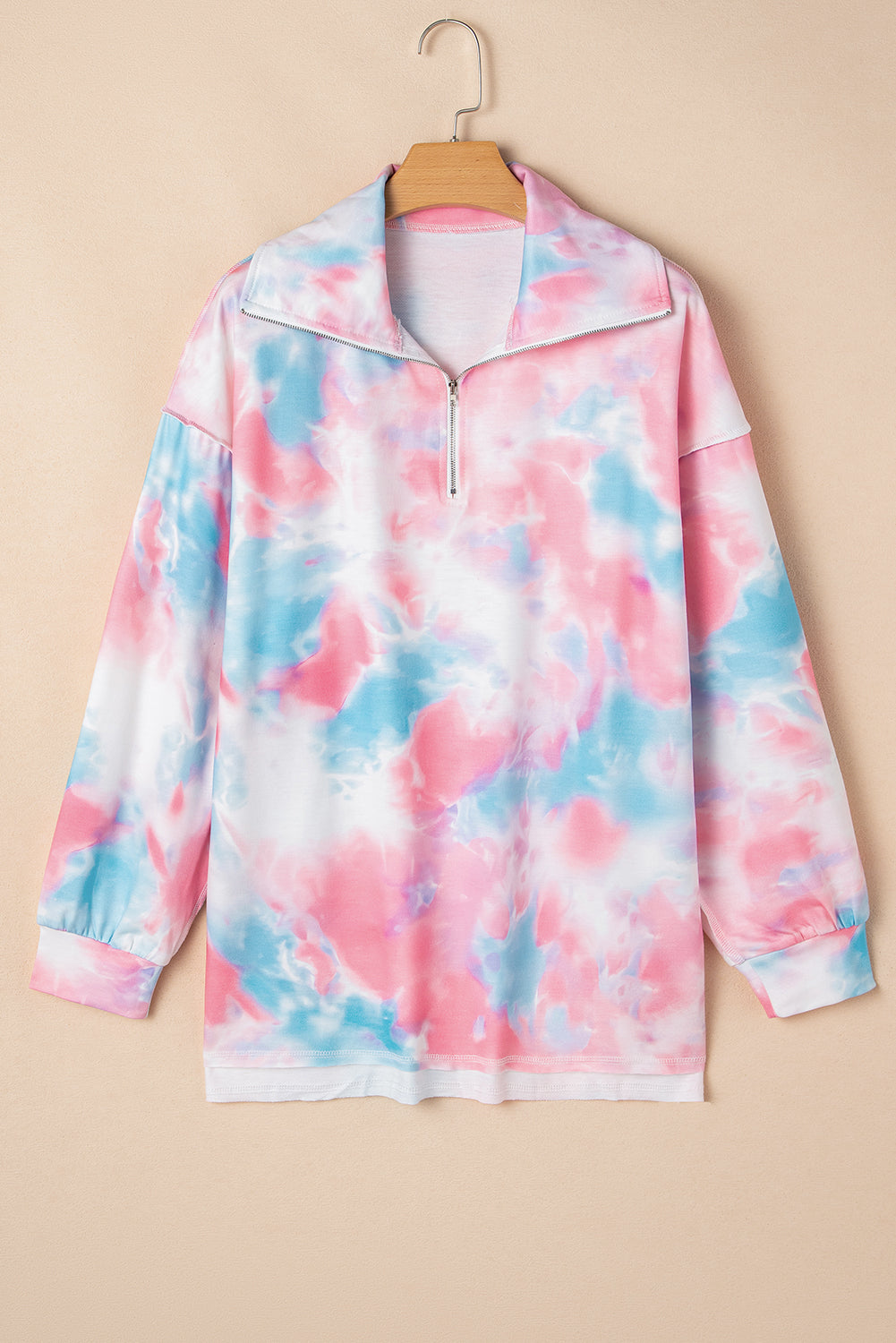 Tie-dye Zipped Collared Pullover