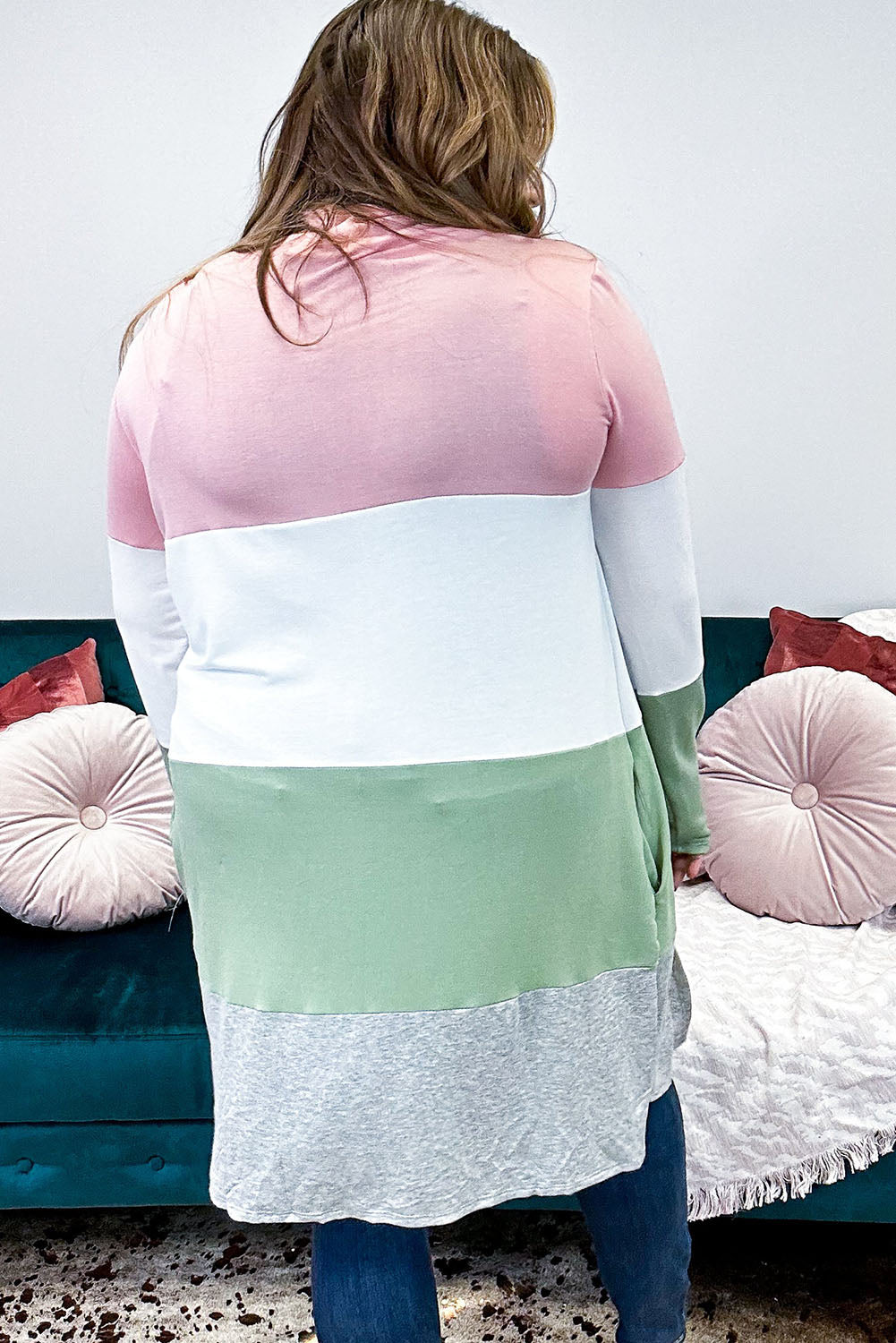 Pink Open Front Cardigan
