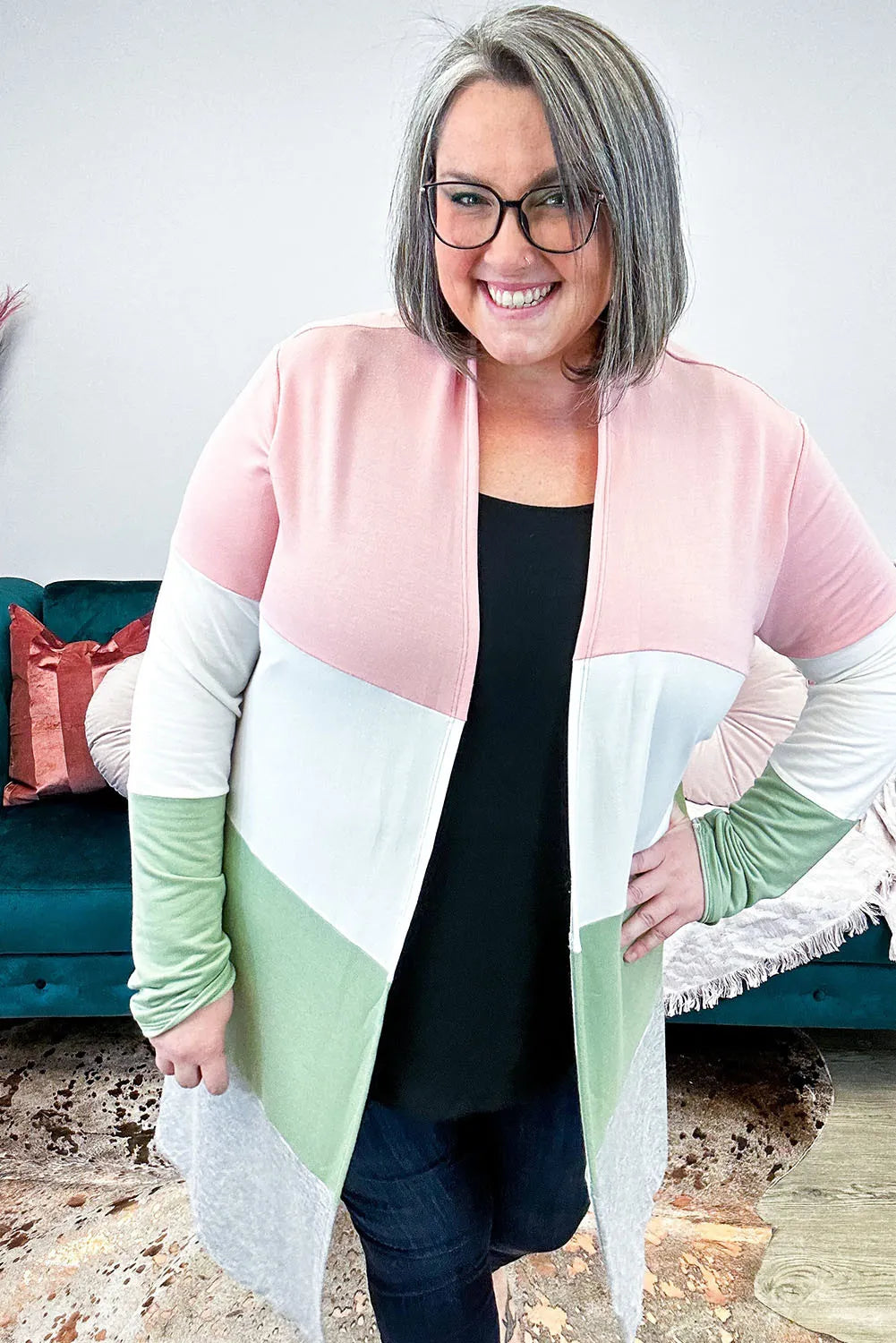 Pink Open Front Cardigan