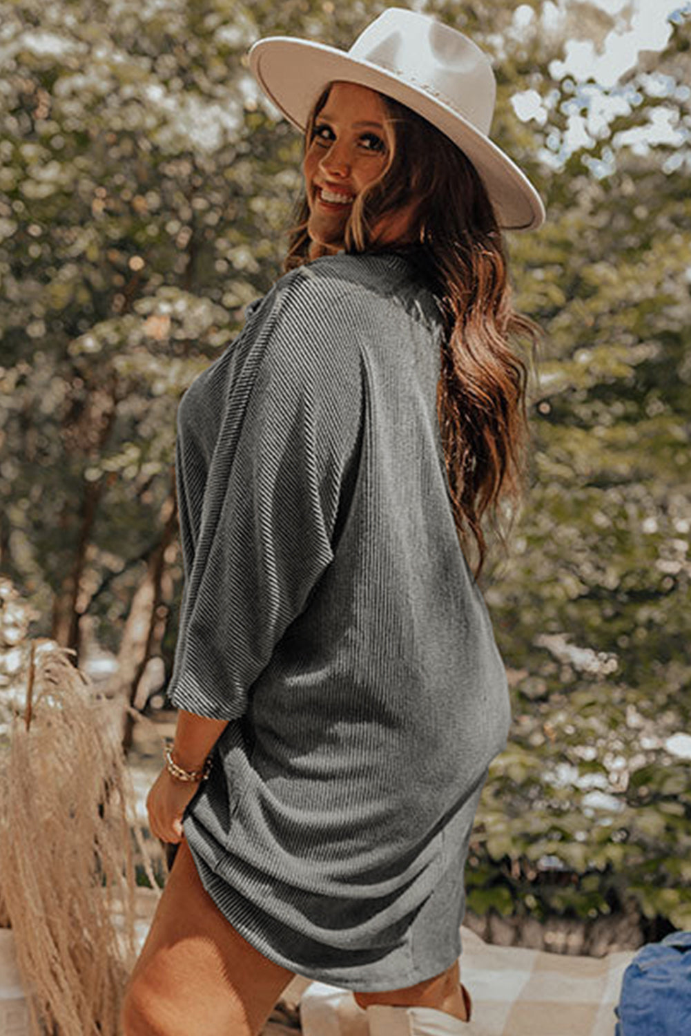 V Neck Ribbed Dress