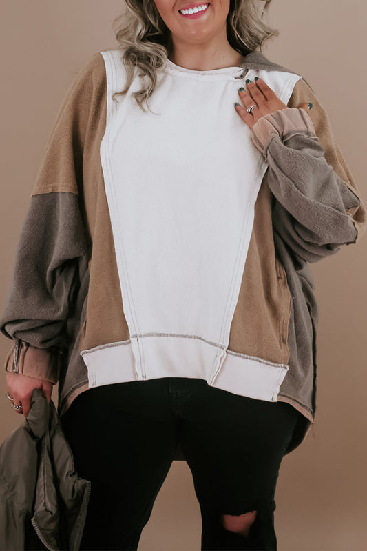 Brown Colorblock Hoodie