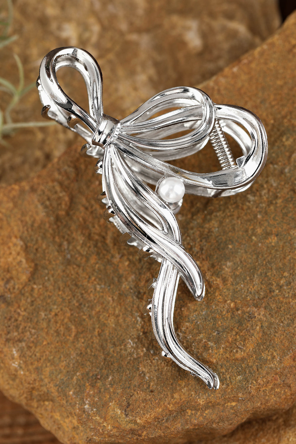 Silver Bow Hair Clip