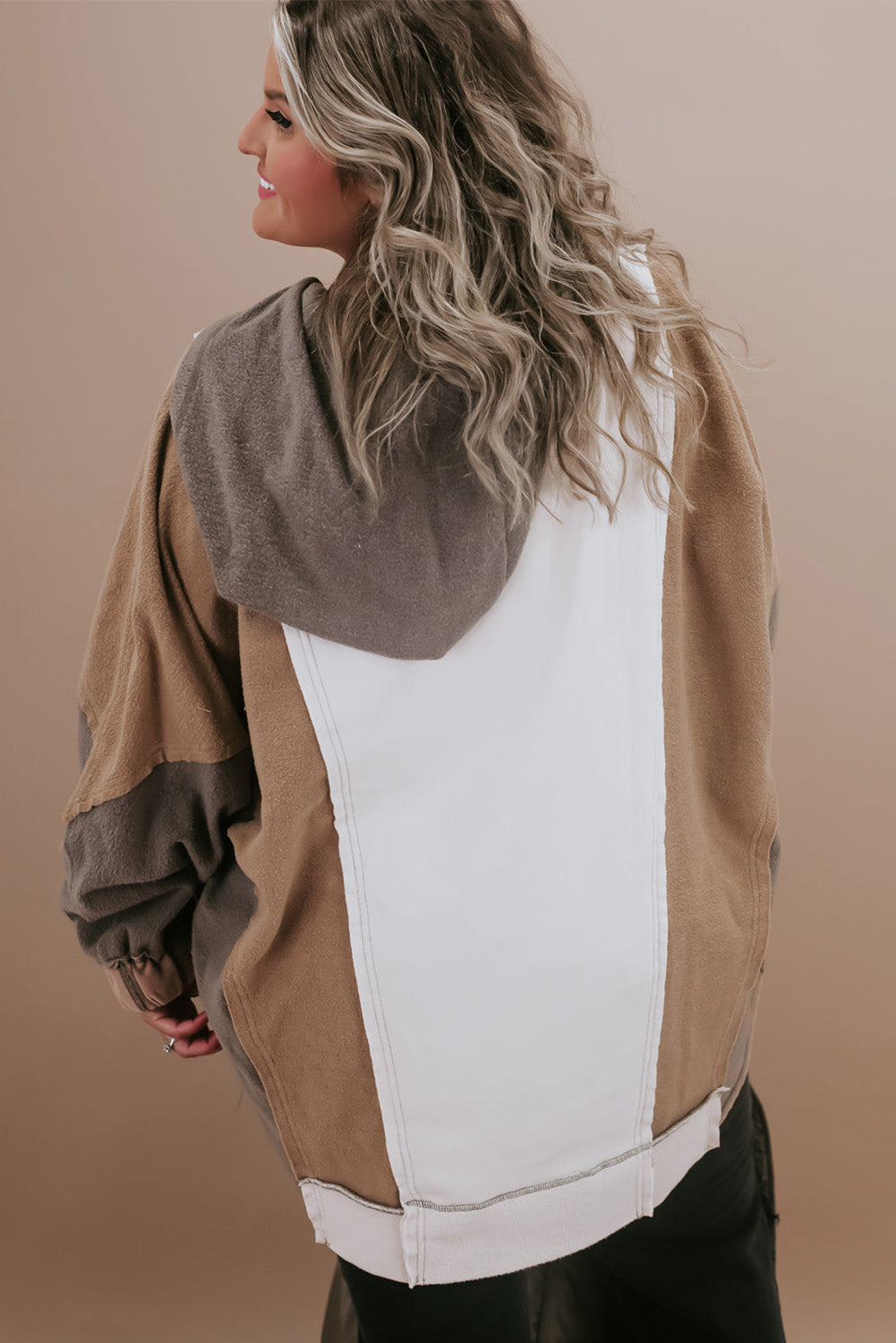 Brown Colorblock Hoodie
