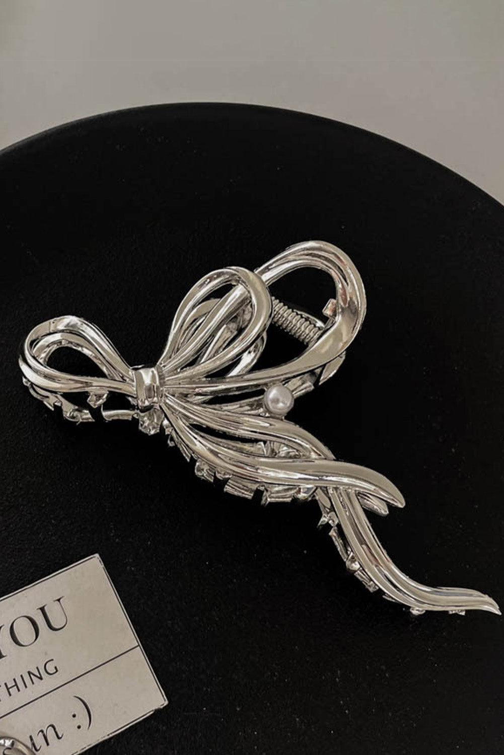 Silver Bow Hair Clip