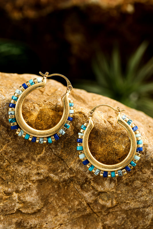 Blue Bead Hoops