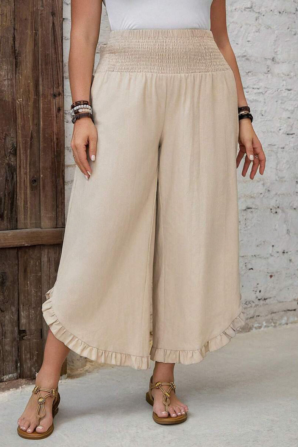 High Waist Ruffle Edge Crops