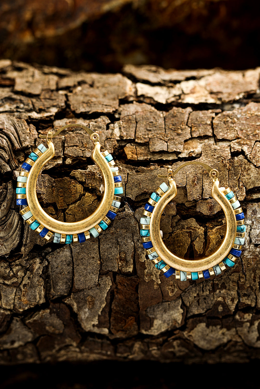 Blue Bead Hoops