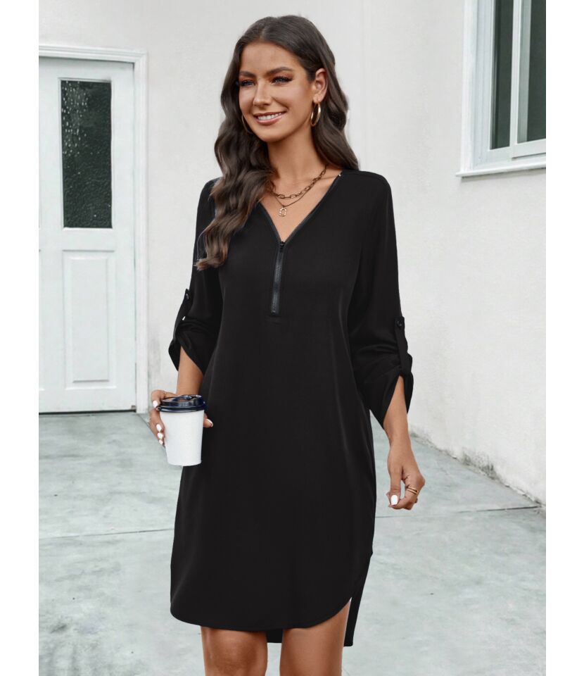Zipper Shirt Dress