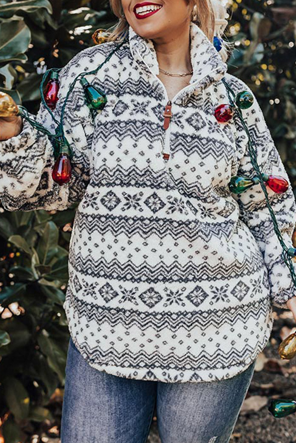 White Sherpa Pullover