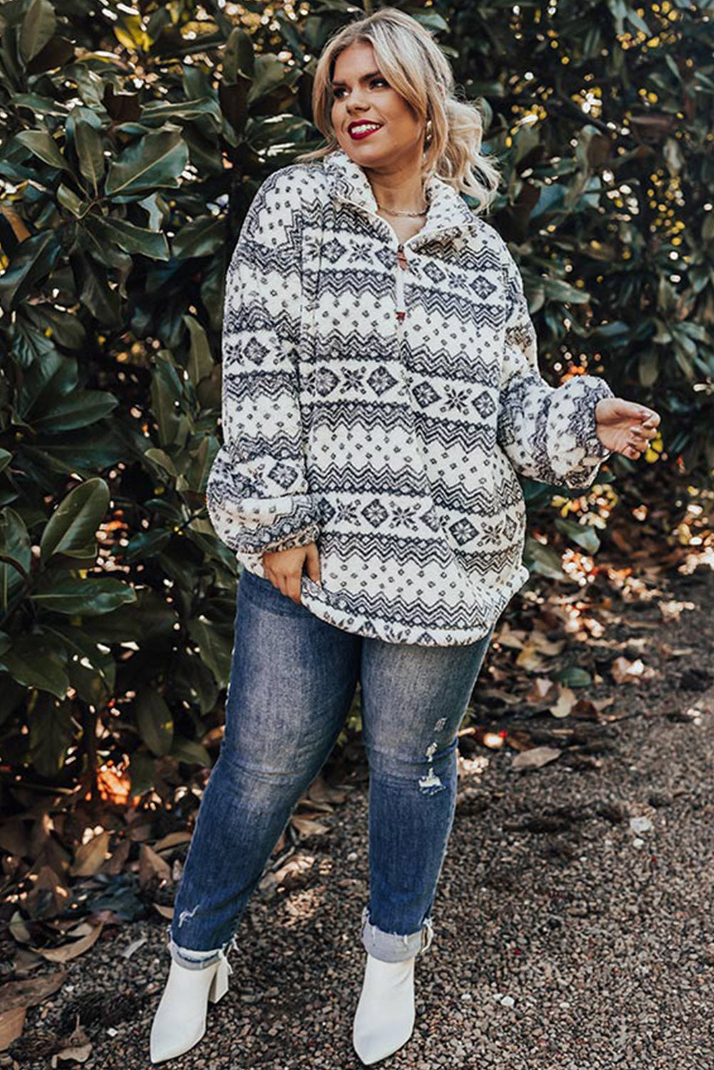 White Sherpa Pullover