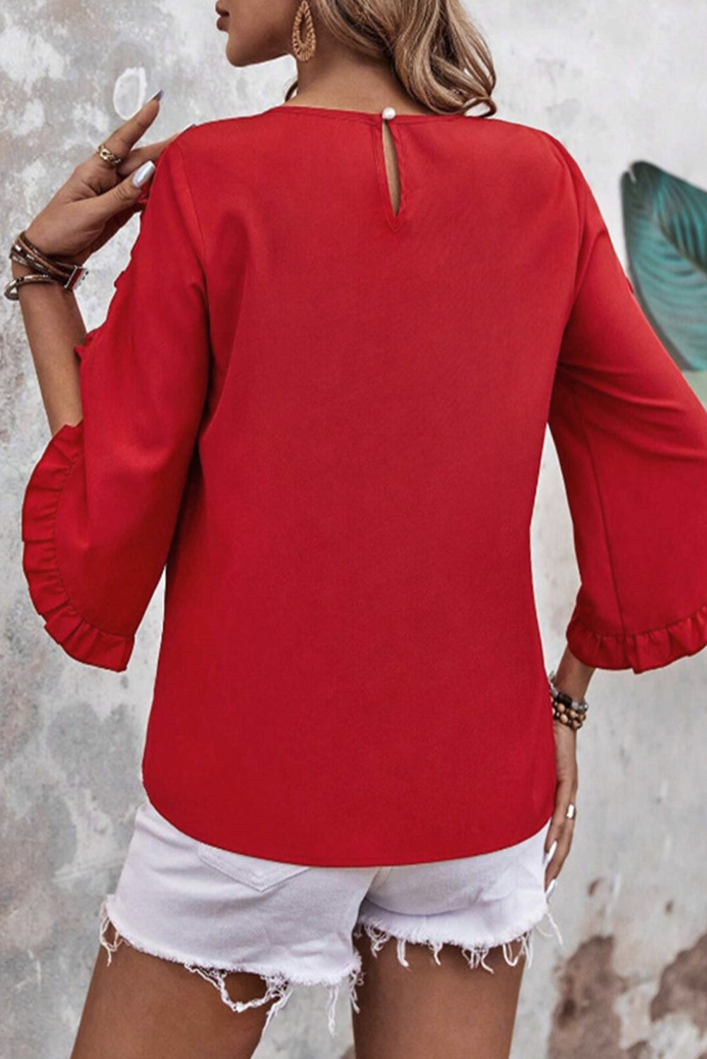 Red Ruffle Blouse