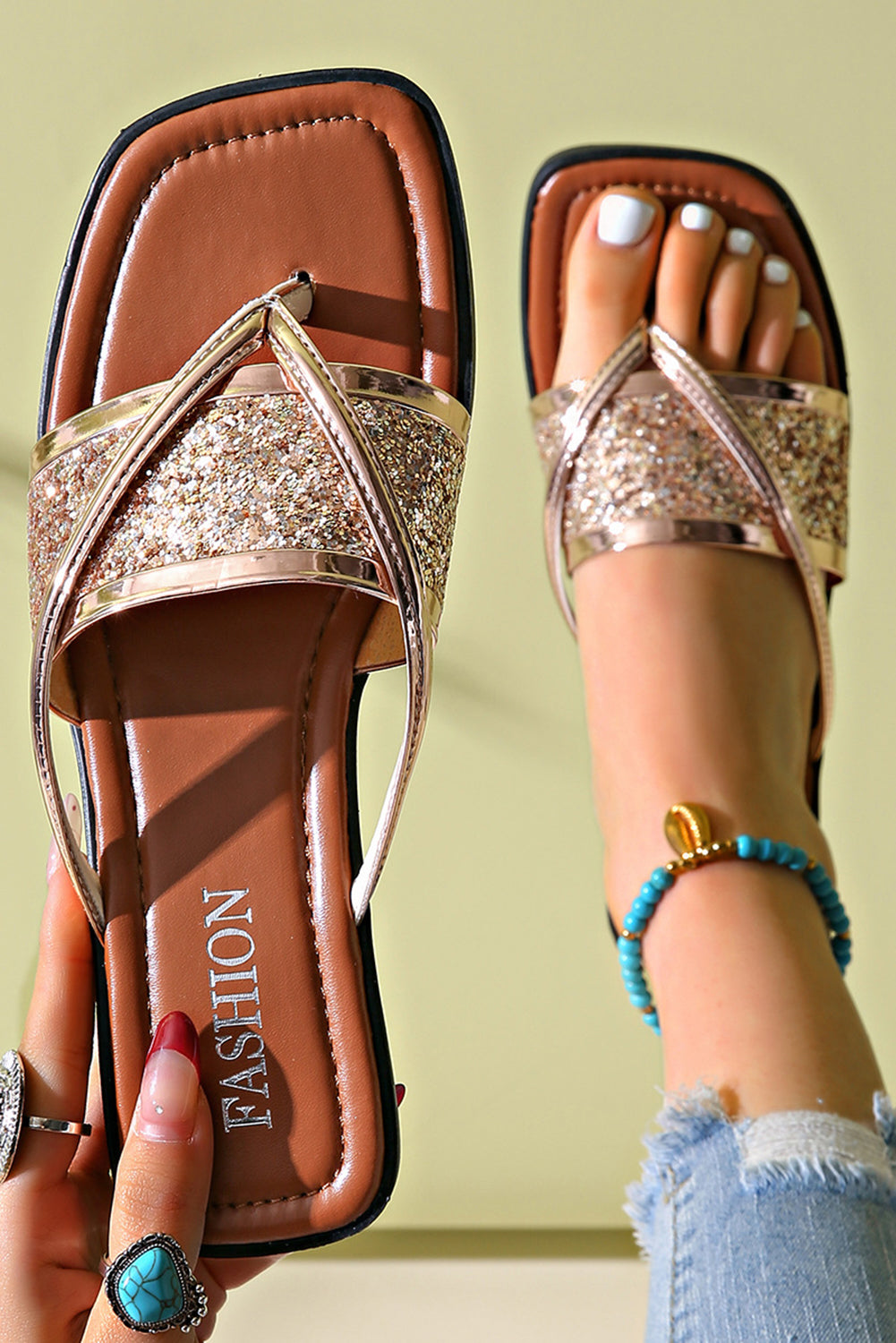 Gold Glam Flip Flops