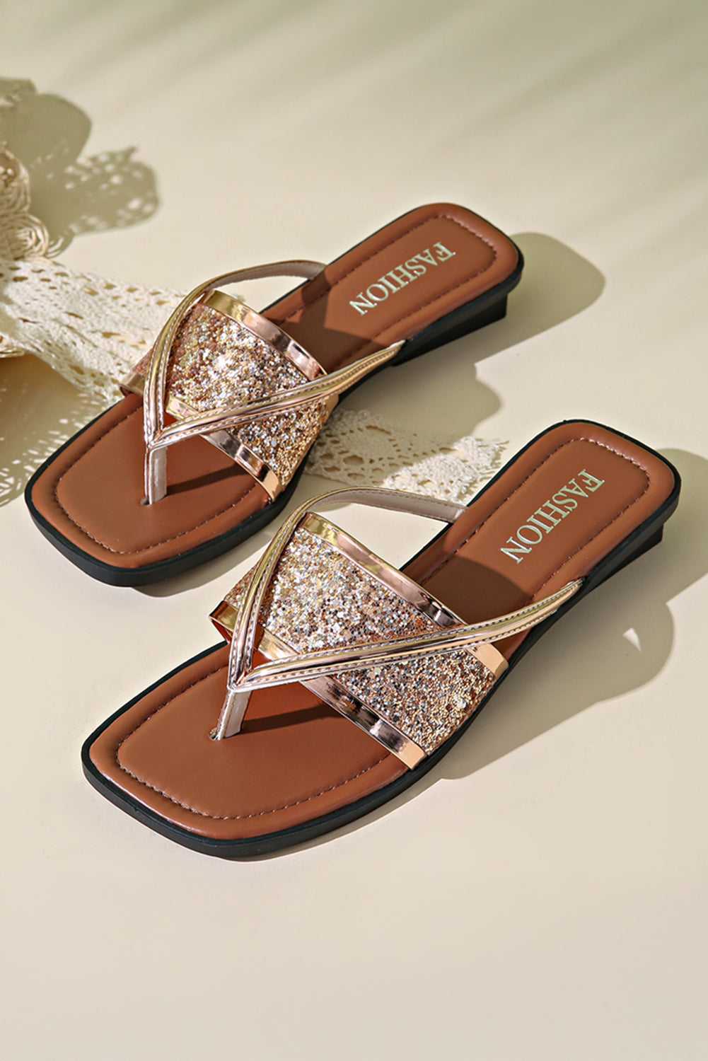 Gold Glam Flip Flops