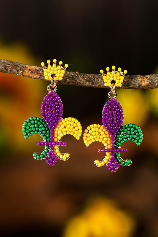 Beaded Mardi Gras Earrings
