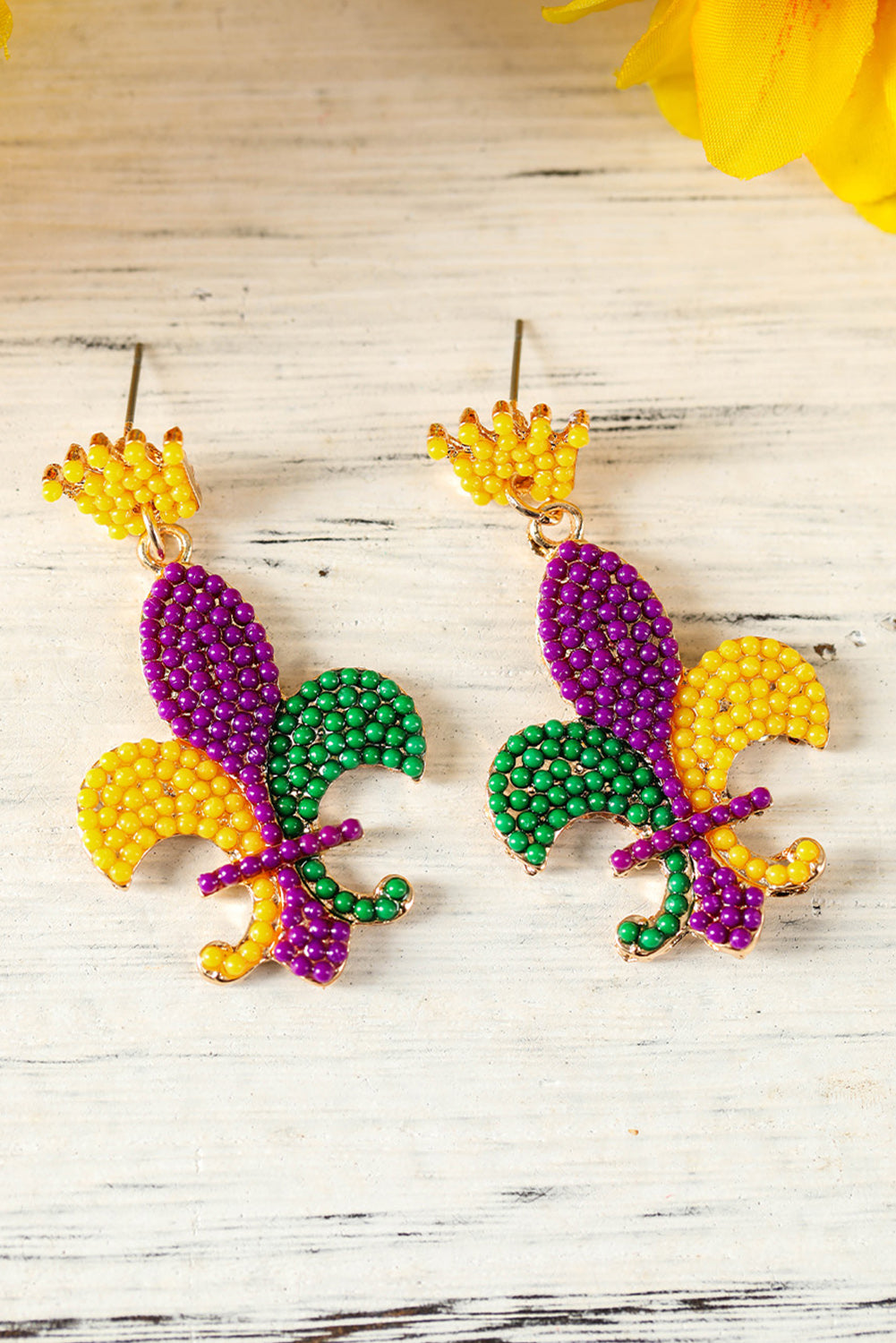 Beaded Mardi Gras Earrings
