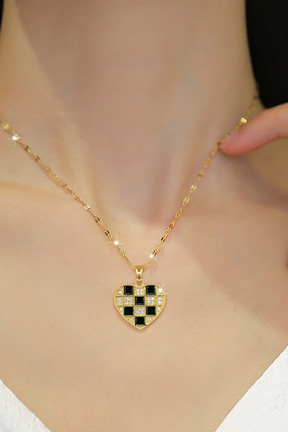 Checkered Heart Necklace