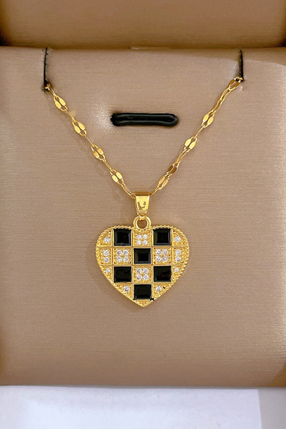 Checkered Heart Necklace