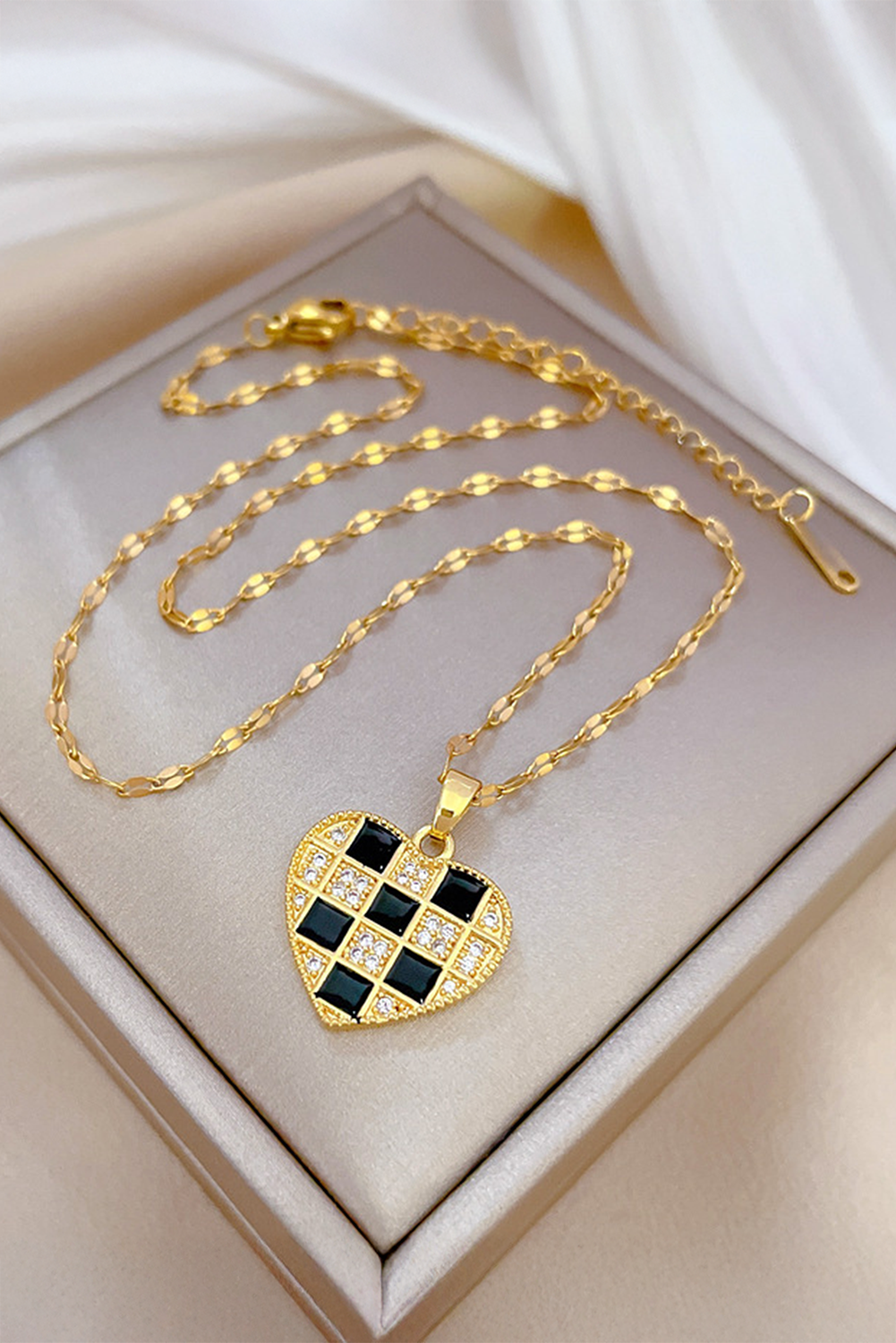 Checkered Heart Necklace