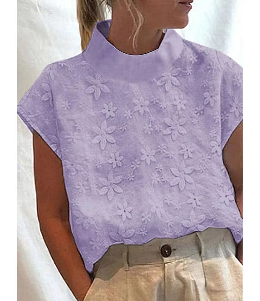Floral Mock Neck Tops