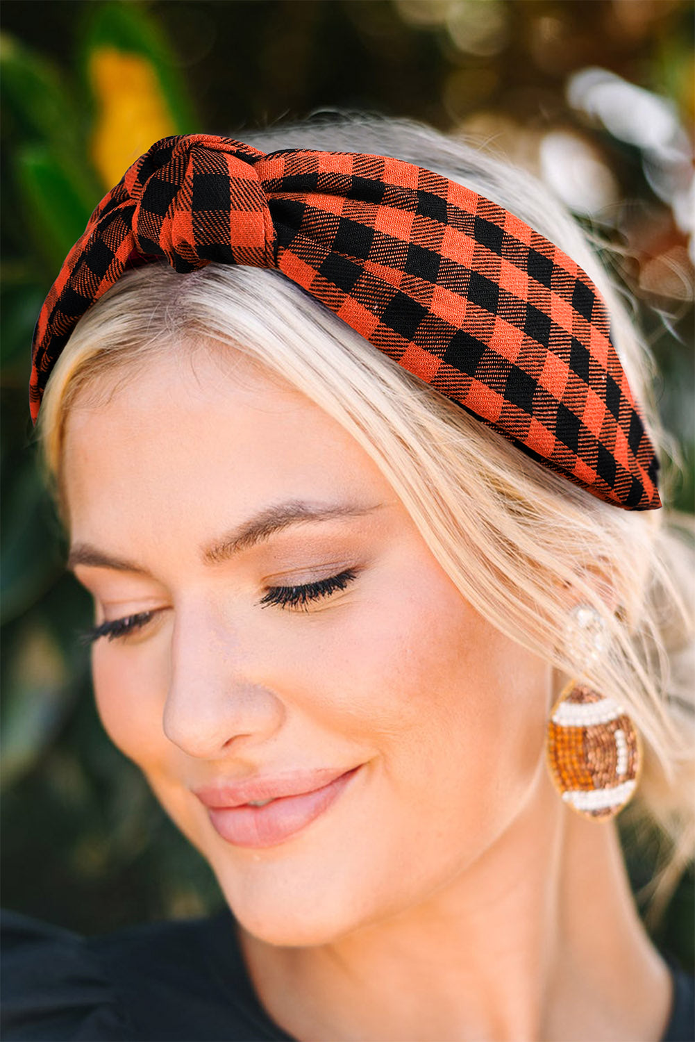 Orange Plaid Knot Headband