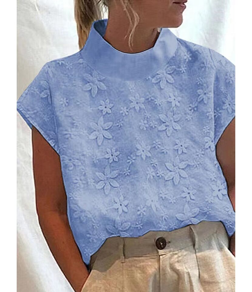Floral Mock Neck Tops
