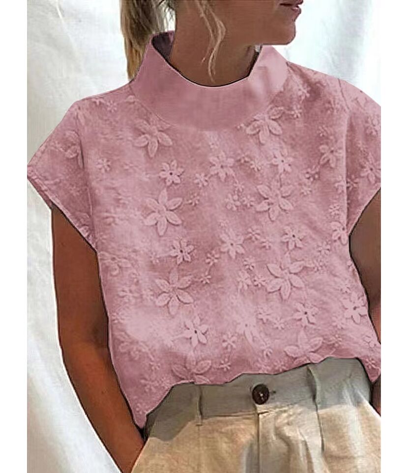 Floral Mock Neck Tops