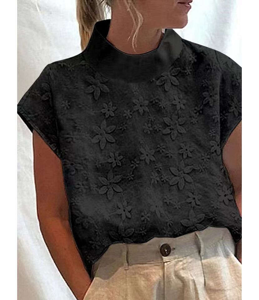 Floral Mock Neck Tops