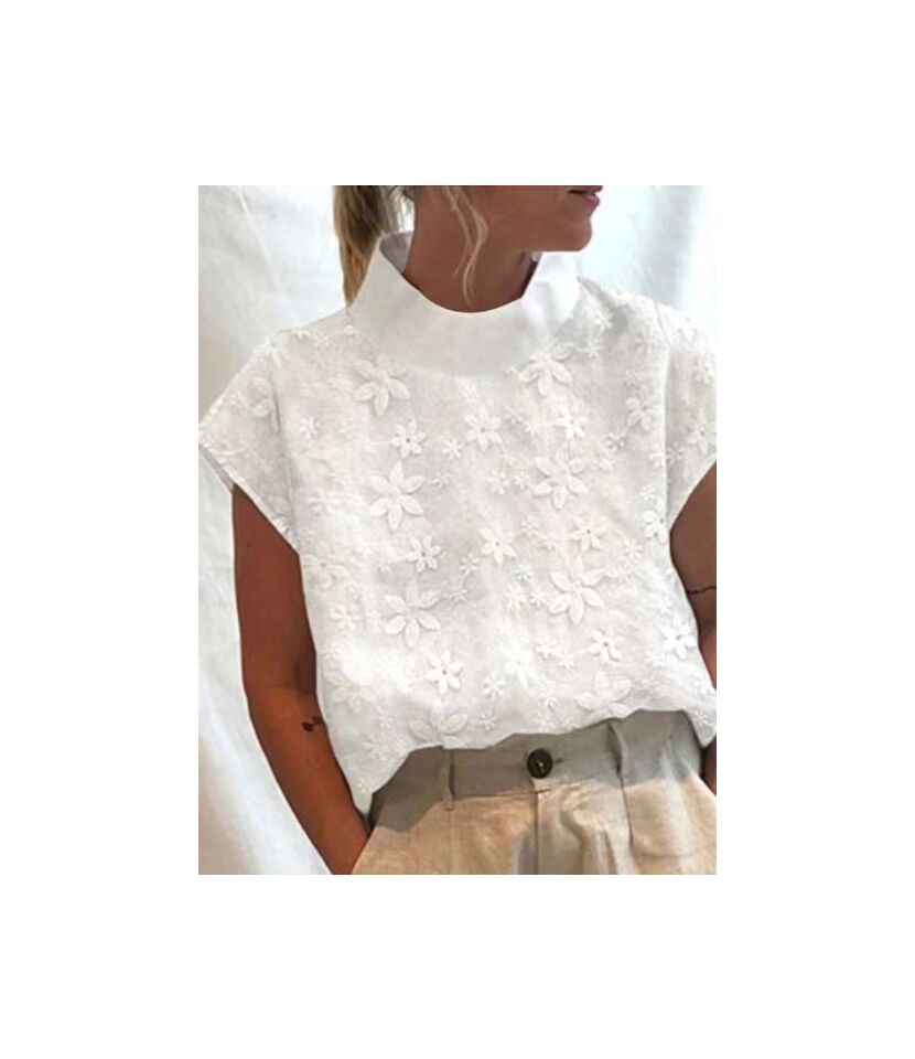 Floral Mock Neck Tops