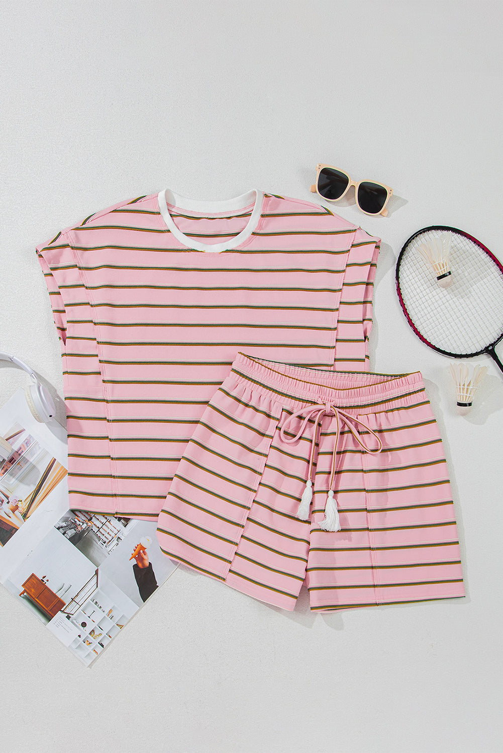 Pink Stripe Short Set