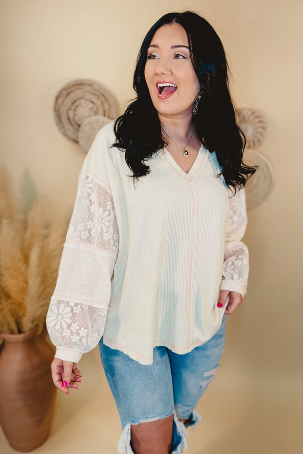 Floral Lace Patchwork Top