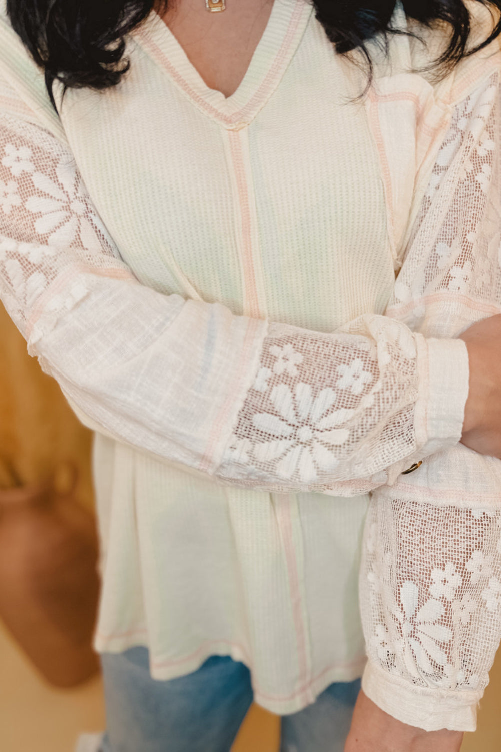 Floral Lace Patchwork Top