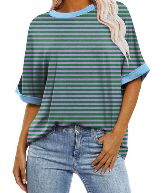 Stripe Cuff Sleeve Tee