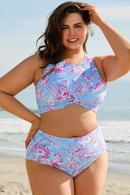 Blue Tropics High Waist Bikini Set