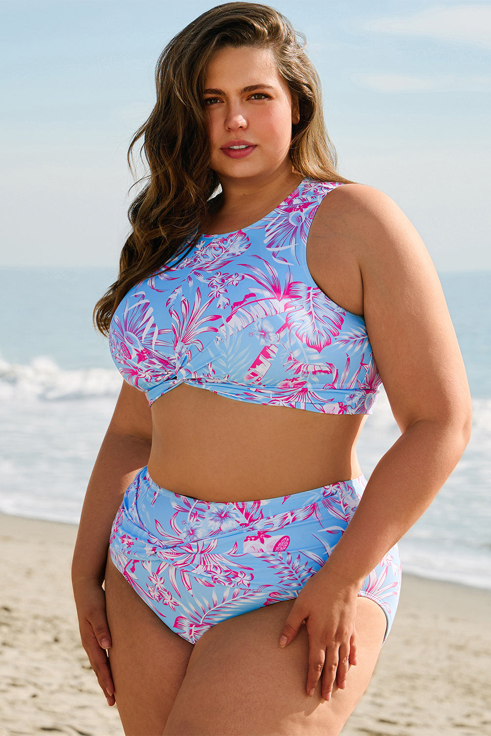 Blue Tropics High Waist Bikini Set