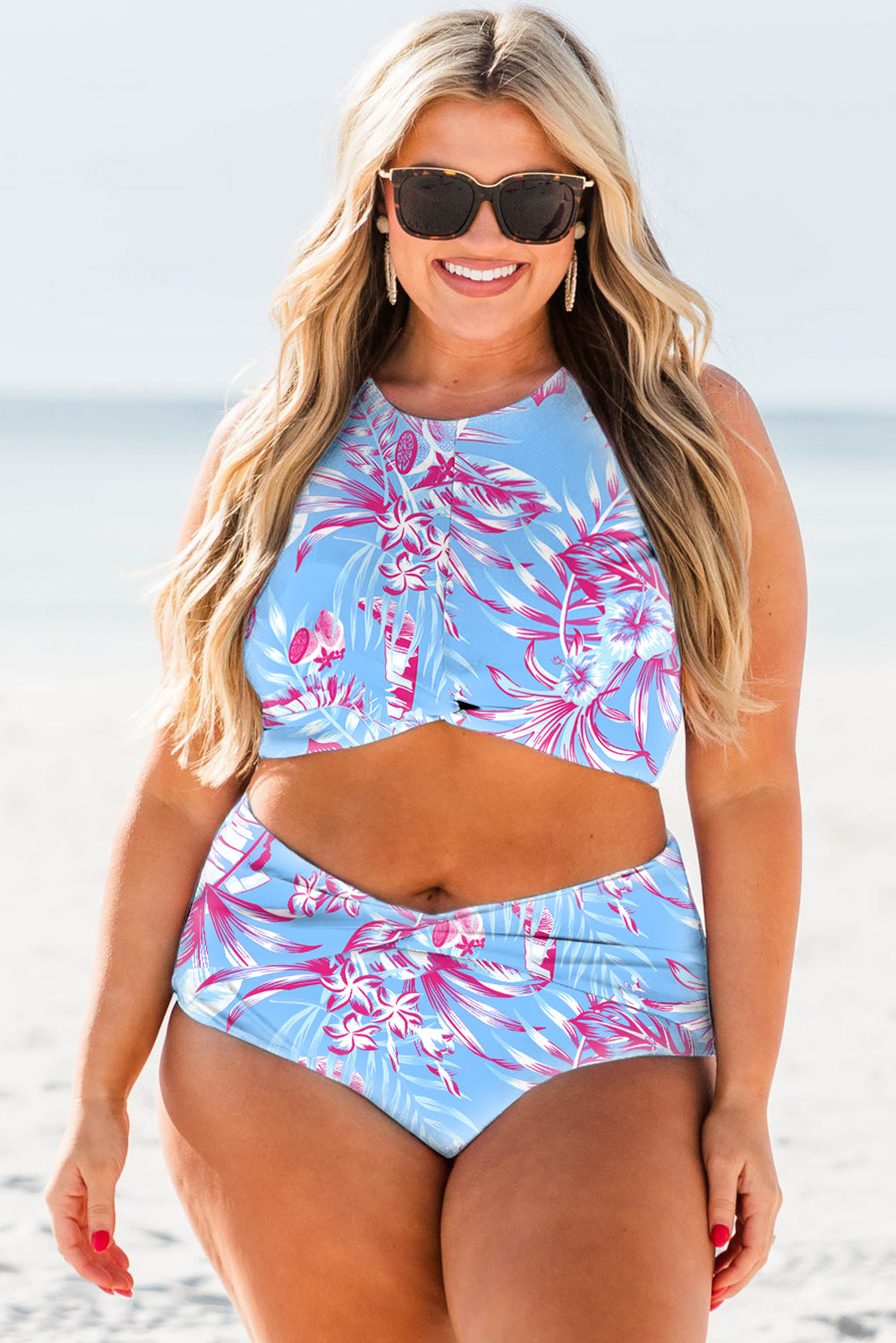 Blue Tropics High Waist Bikini Set