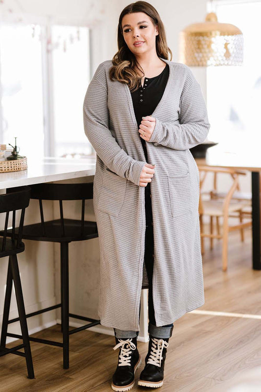 Grey Waffle Cardigan