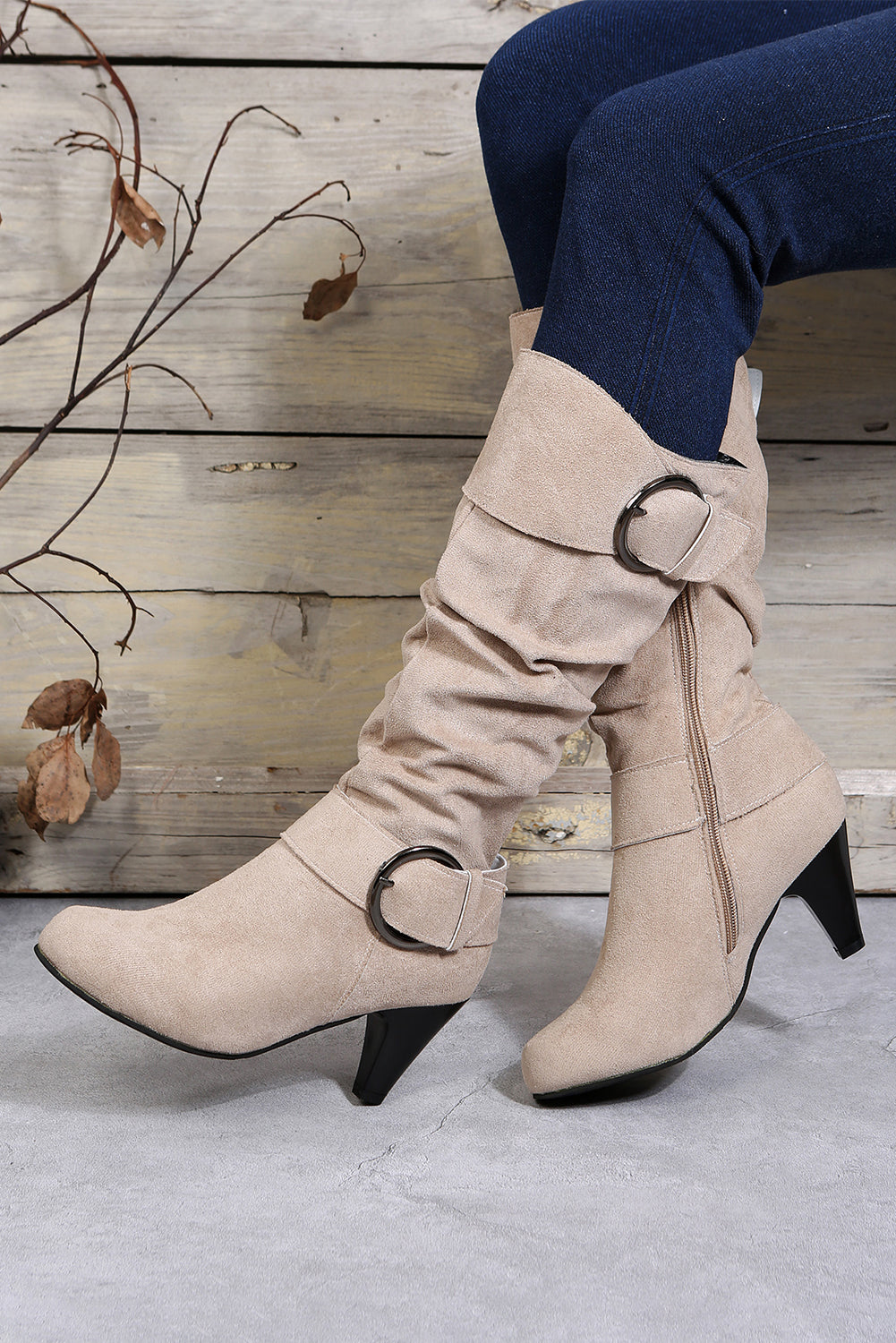 Heeled Buckle Boots