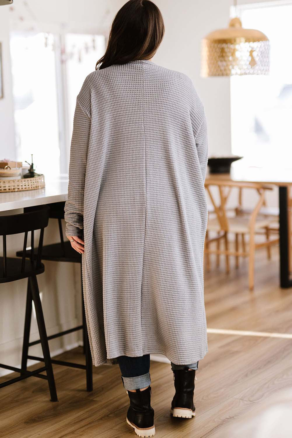 Grey Waffle Cardigan