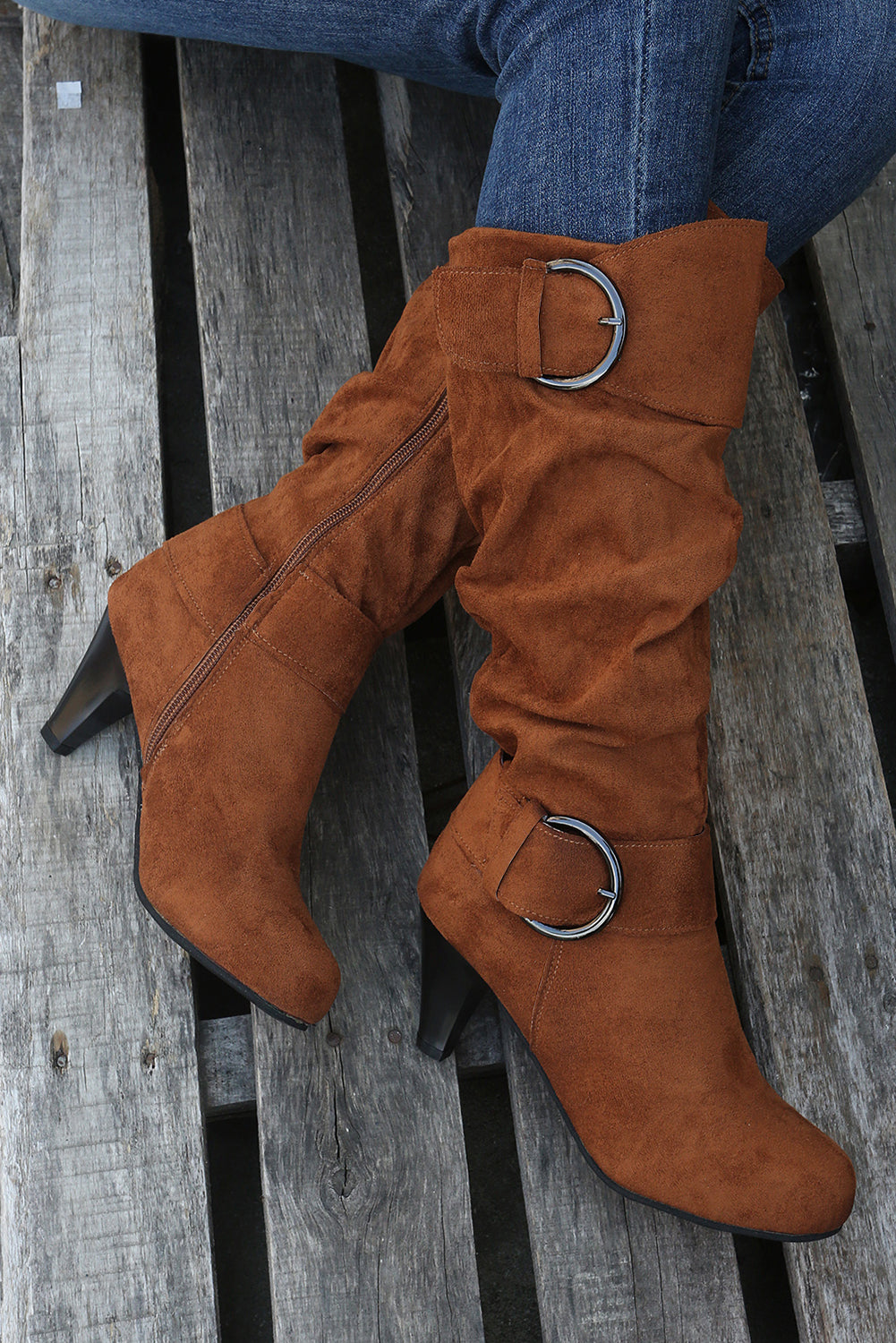 Heeled Buckle Boots