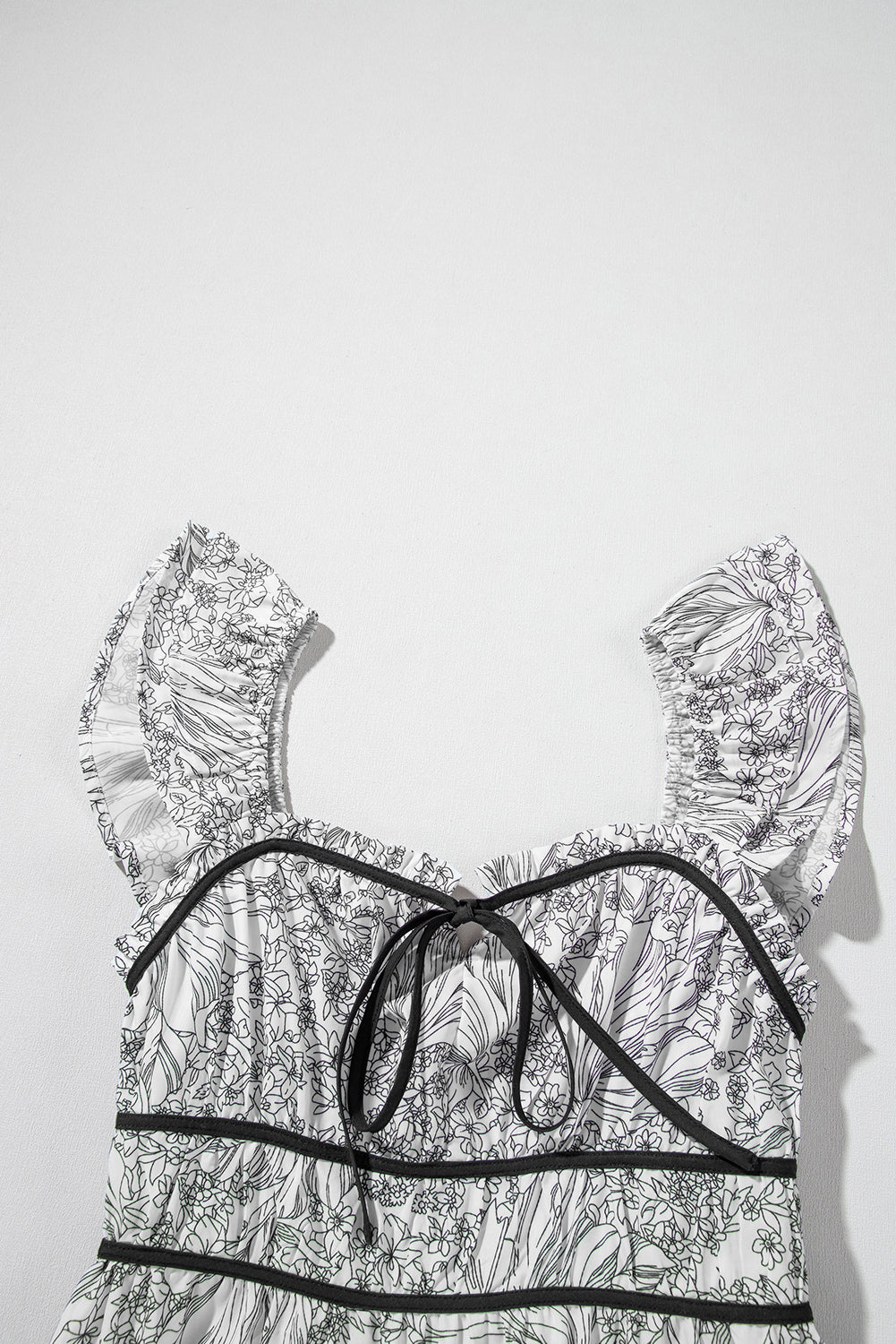Black Piping Flutter Dress